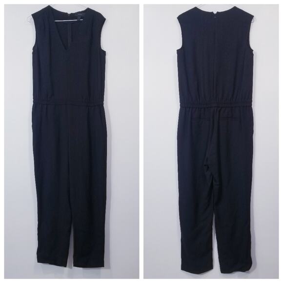 J. Crew Black Jumpsuit Women size 4 Sleeveless V-Neckline - Picture 2 of 15